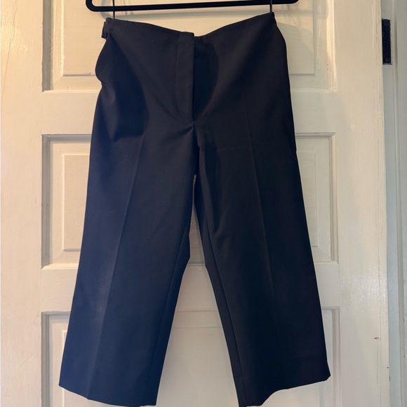 Zara Black Wide-Leg Cropped Pants - Picture 1 of 9